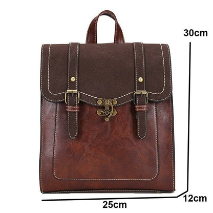 Backpack Synthetic Leather Daypack Vintage Student School College Shoulder Bags