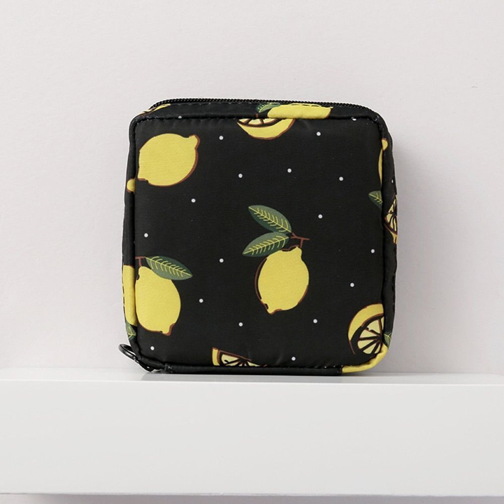 Storage Bag Napkin Pouch Cosmetic Bags Organizer Makeup Purse Nylon Black Travel