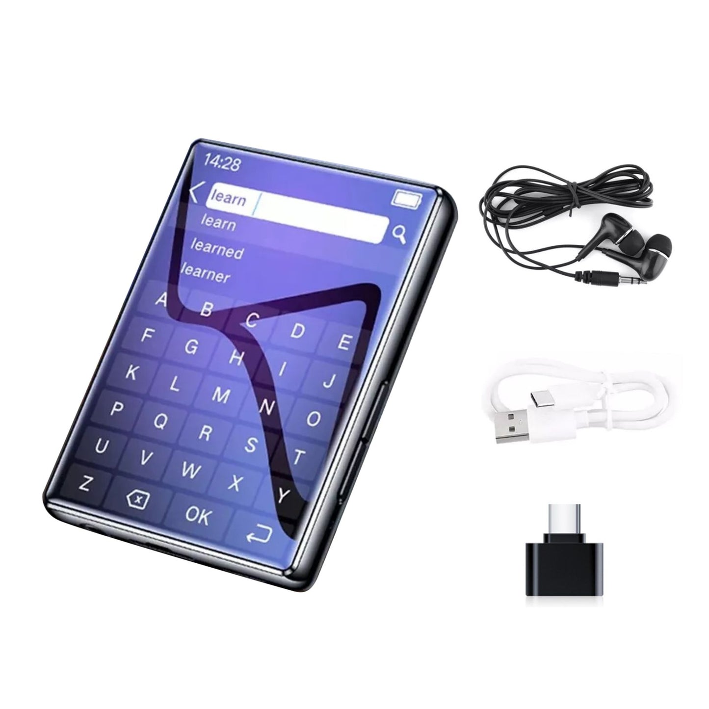 MP3 Player 2.4'' Full-touch HD Screen BT 5.0 HiFi Audio Voice Recorder FM Radio