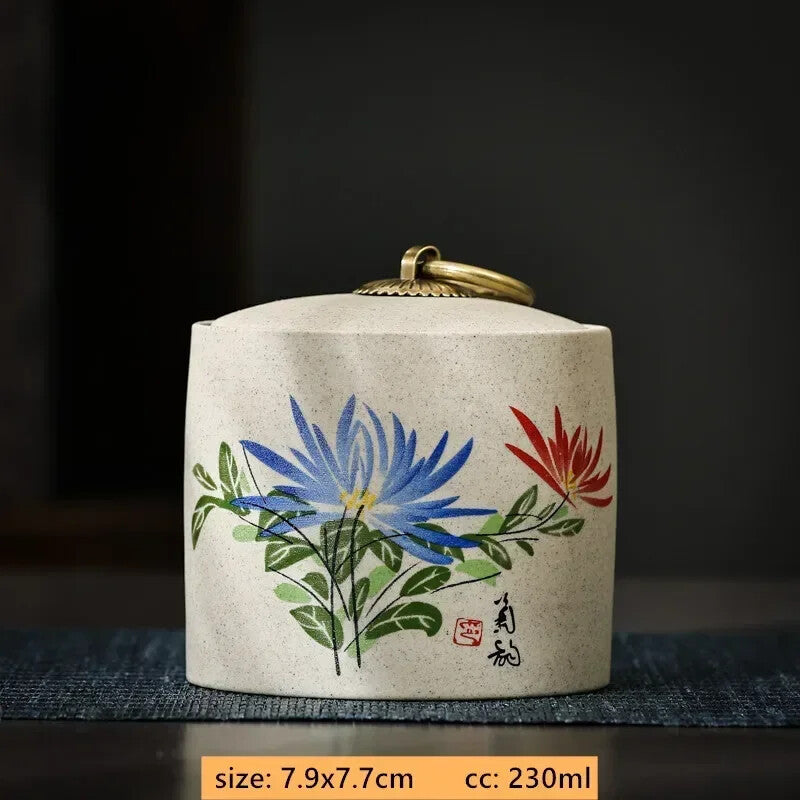 Portable Ceramic Tea Jar Container Sealed Jar Small Tea Box Mini Storage