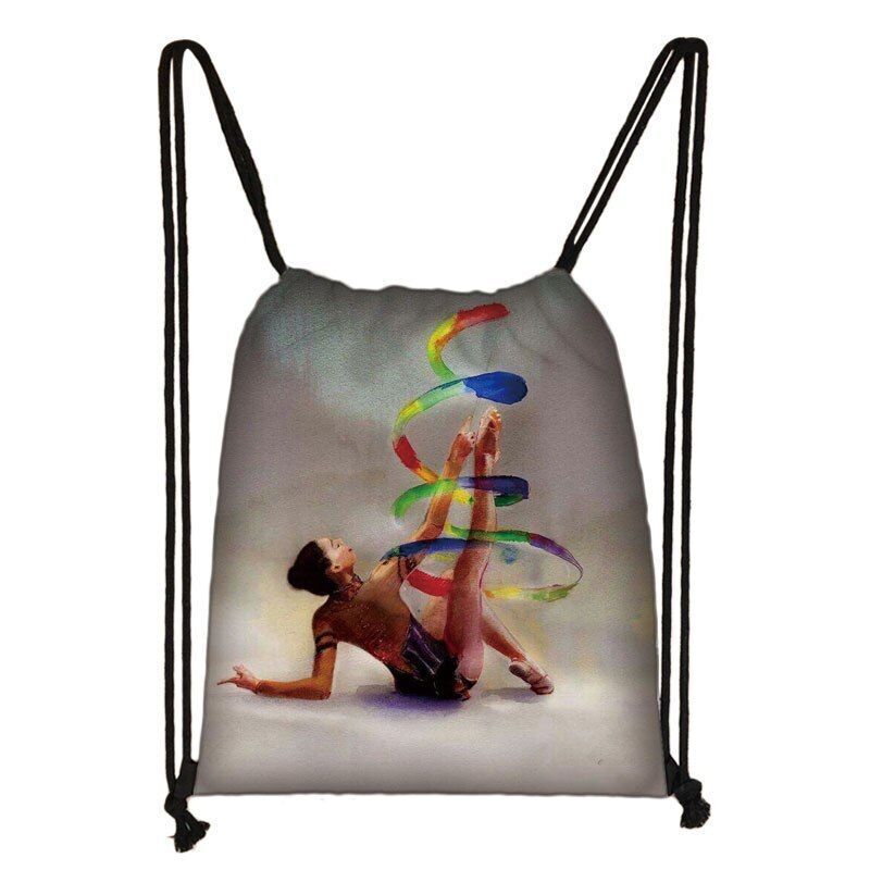 Watercolor Art Print Backpack Drawstring Bag Daypack Gymnast Storage Bag Travel