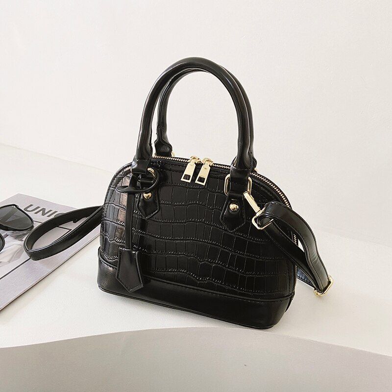 Pattern Tote Shell Bag Synthetic Leather Handbag Vintage Shoulder Bag 23*11*17cm