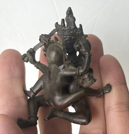 Brass Tantra Buddhism Hevajra Yab-Yum Happy Sex Buddha Statue Home Decor