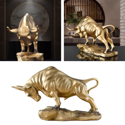 Bull Figurine Cattle Statue Animal Sculpture Crafts for Desktop Living Room