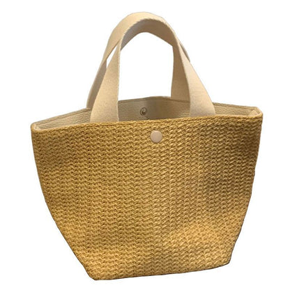 Straw Bag Handmade Woven Basket Tote Bohemian Beach Bag Canvas Handbag Polyester