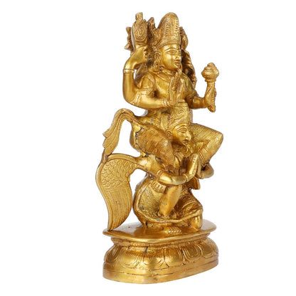 Brass Vishnu Riding on Garuda Idol God Figurine Statue 7 Inch Home Decor Temple