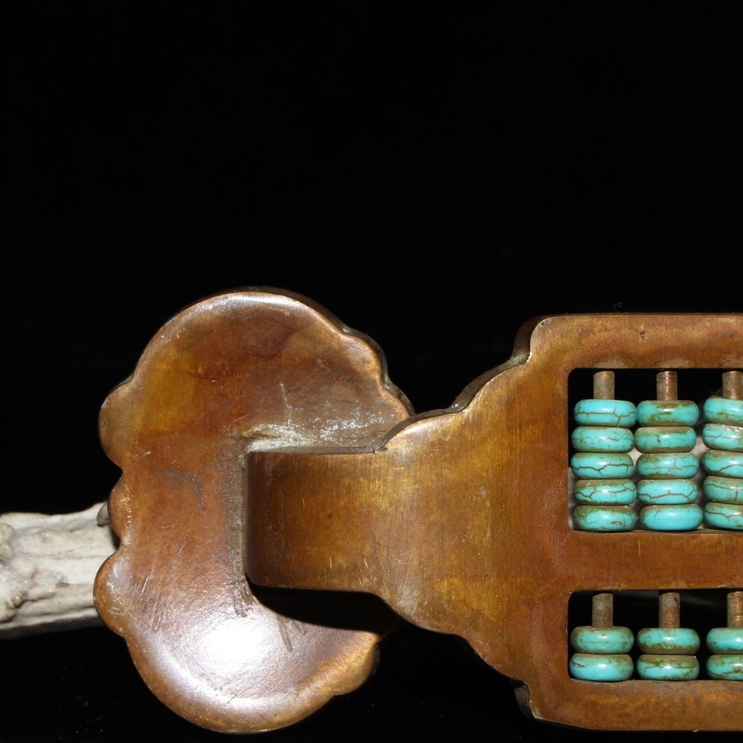 Pure Copper Cloisonn É Wire Cutting with Green Pine Nut Abacus