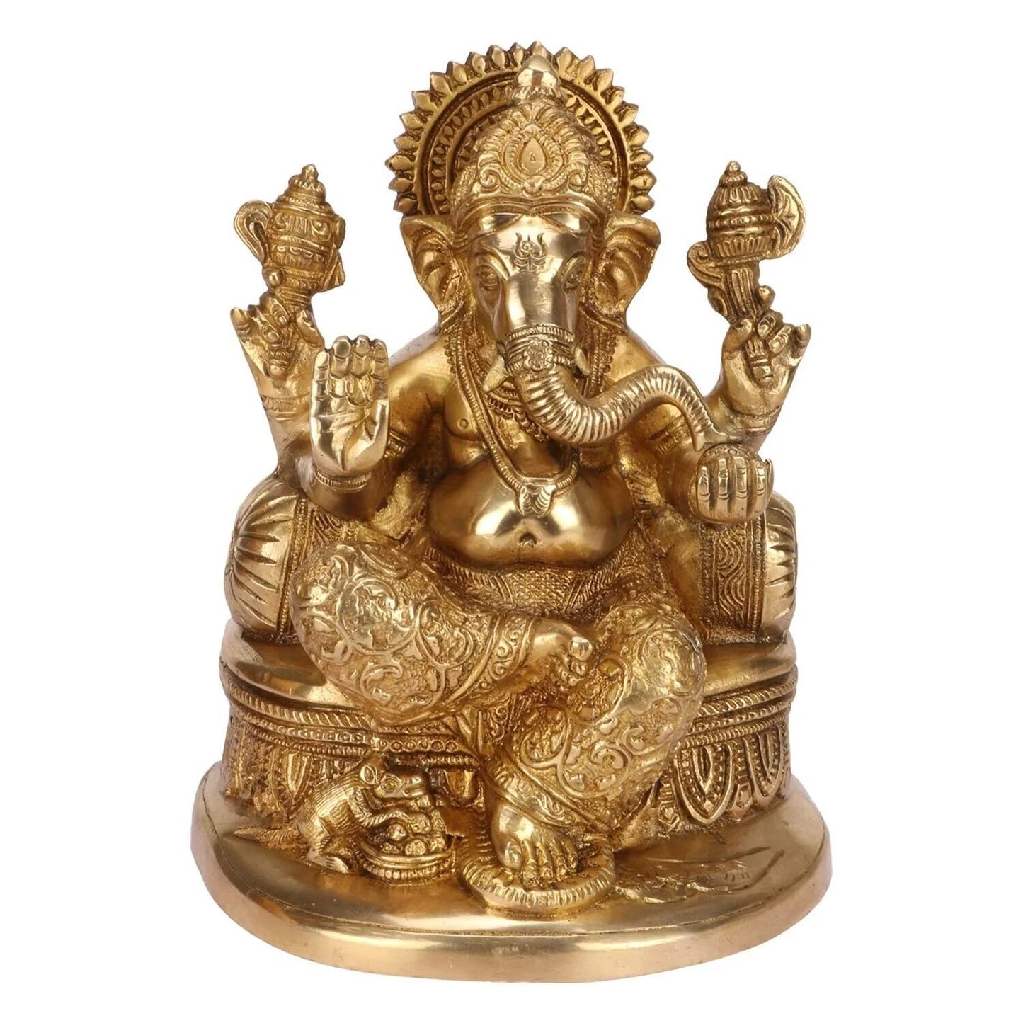 Hindu God Lord Brass Ganesha Statue Ganesh Idol for Home Decor Figurine