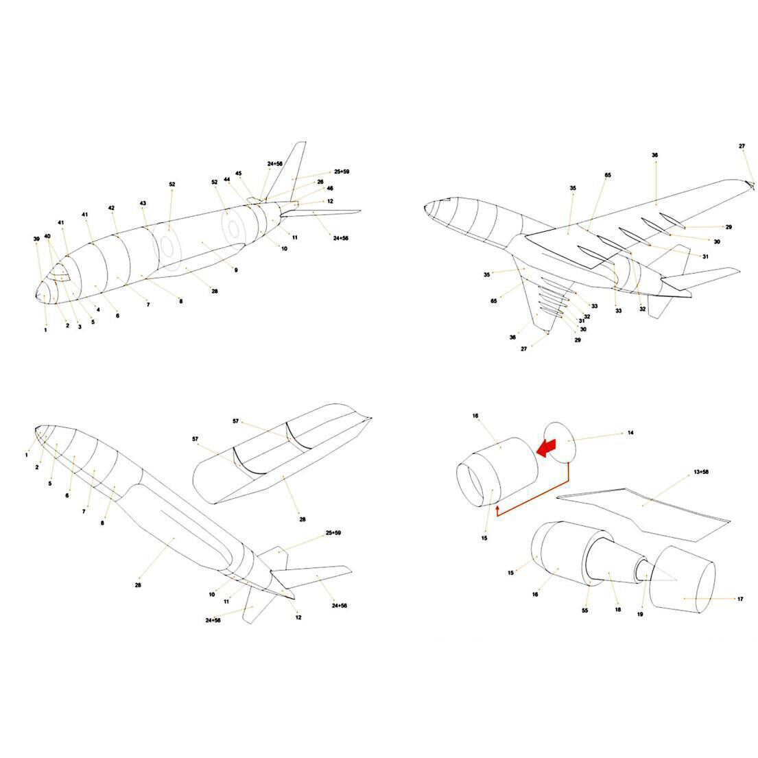 1/300 A380 Qantas Airways Civil Airliner Paper Model Unassembled Aircraft DIY e