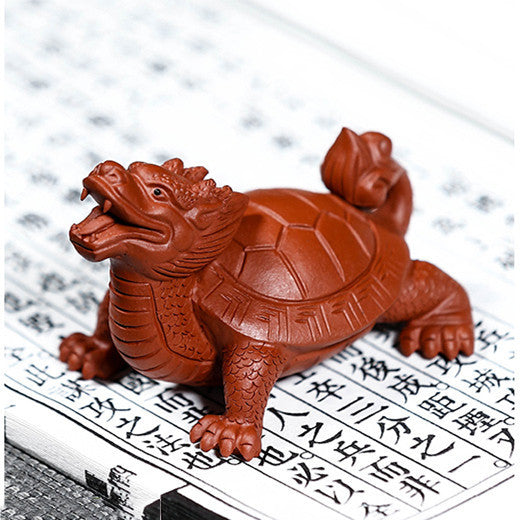 Dragon Turtle Statue Tea Pet Tea Play Chinese Yixing Purple Clay Handmade Mascot