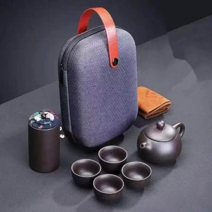 Ceramic Tea Set With Travel Case For Travel Home Outdoor And Office Tea Pot Cups