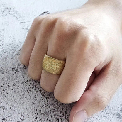 Buddhism Solomon Heart Sutra Buddha Ring Wicca Spell Wide Rings for Women Men