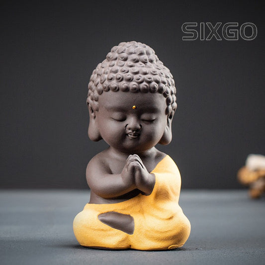 11.5cm Purple Sand Buddha Laughing Monk Statue Sitting Statue Tea Pet Ornaments