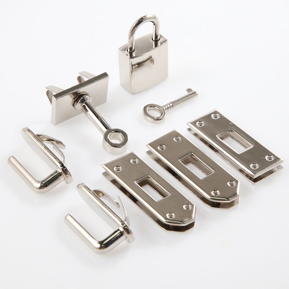 Women Handbags Lock Button 7Pcs Metal Clasp Leather Crafts Purse Bag Accessories