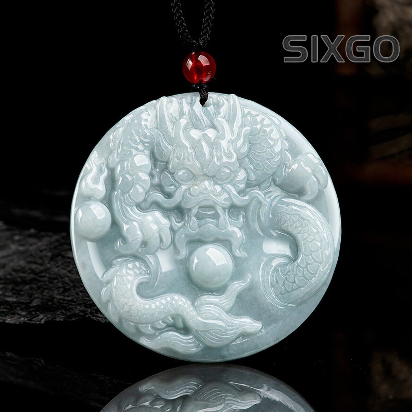 Natural Grade A Jade Jadeite Men Women Lucky Zodiac Dragon Round Pendant