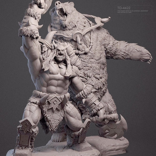 1/32 55mm resin figure model Orc Warriors and Bears unassembled unpainted