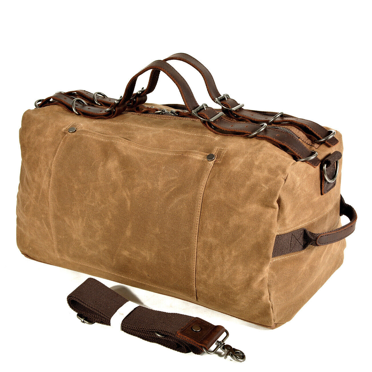 Vintage Water Resistant Wax Canvas Duffel Travel Overnight Weekend Gym Carry Bag