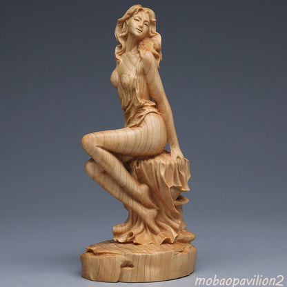 Thuja Wood Carving Solid Wood Beauty Figure Goddess Doll Statue Decoration