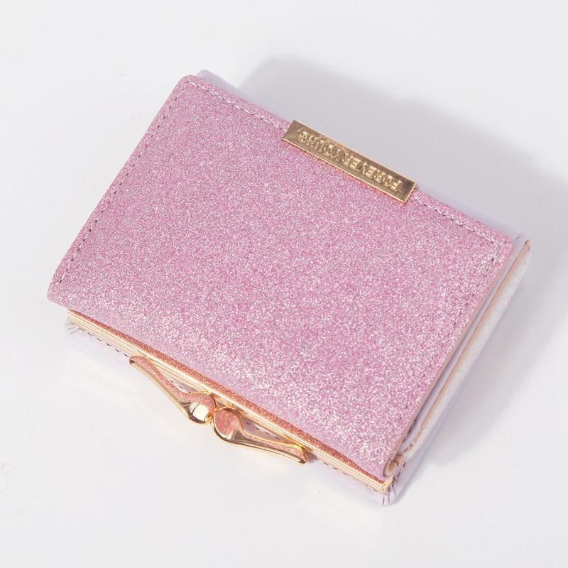 Shiny Wallet Three Fold Wallet Coin Pocket Purse Simple Clutch Bags Polyester