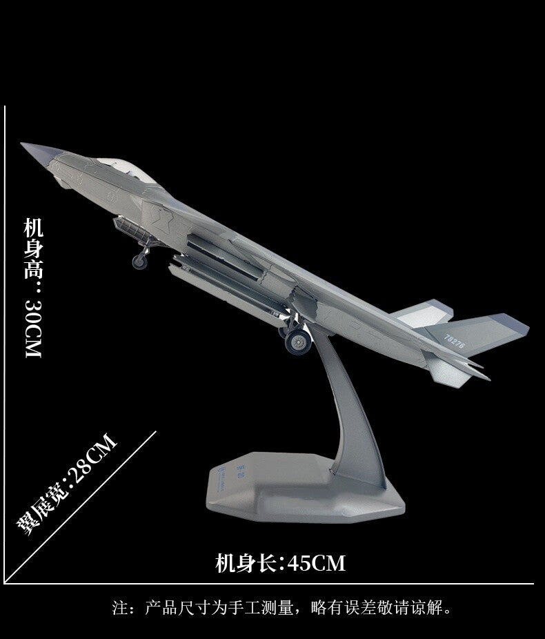 1:48 45CM J-20 Stealth Fighter Jet Aeroplane Diecast Military Aircraft Model