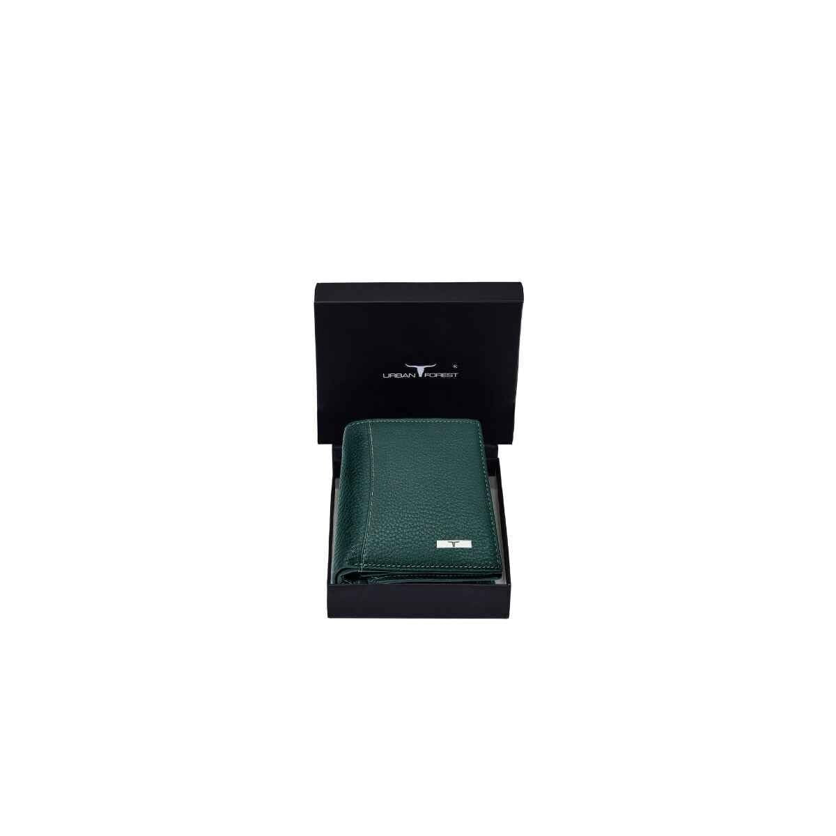 New Green Bi-Fold Leather Men's Wallet RFID Protection Gift Item