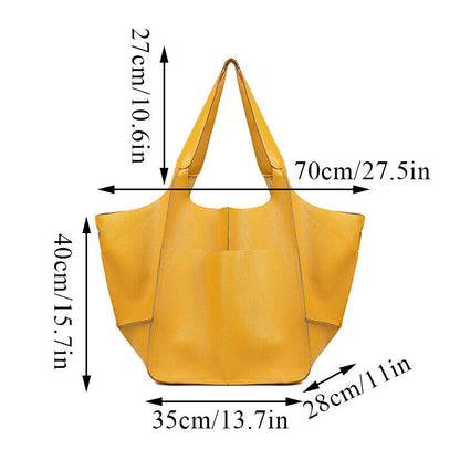 Women Large Capacity Soft Leather Casual Tote Shoulder Bag Retro Shopper Handb