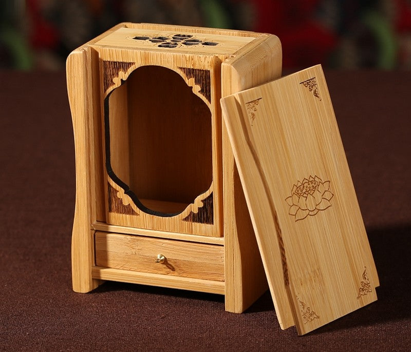 Crafts Mini Portable Buddhist Wood Bamboo Altar Butsudan Shrine God Zen House