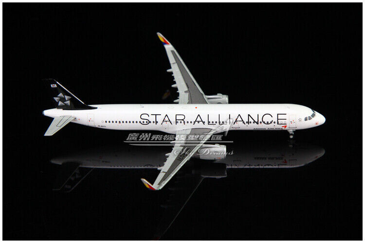 1:400 JC Wings ASIANA AIRLINES STAR ALLIANCE AIRBUS A321 Airplane Diecast Model