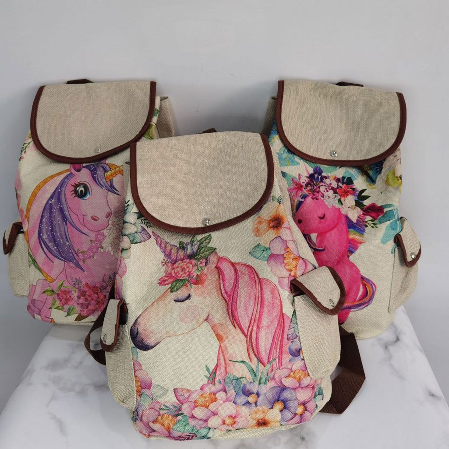 Vintage Drawstring Backpacks Large Practical Portable Linen Shoulders Bags 1 PC