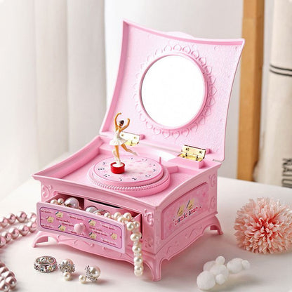 Music Box Plastic Classic Rotating Ballerina Piano Jewelry Holders 16x13.6x9.1cm