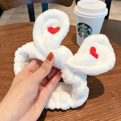 Hairbands Wash Face Women Soft Warm Coral Fleece Bow Animal Ear Hair Accessories
