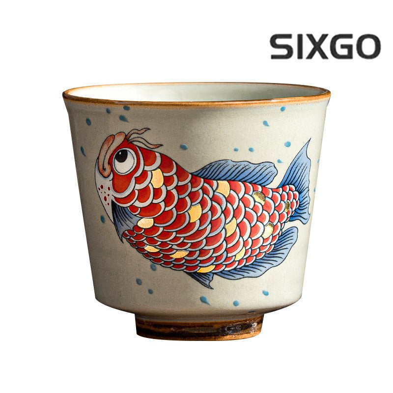 70ml Ceramic Arowana Tea Cup Home Master Cup Tea Tasting Cup Kung Fu Tea Set