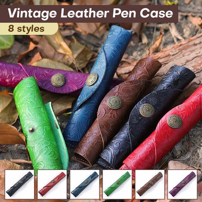 New Snap Leather Pencil Case Retro Pen Bag Student Stationery Storage Bag Box