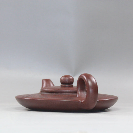 5.5” China Yixing Zisha Pottery Purple Clay Handmade 110ML Teapot 水扁壶
