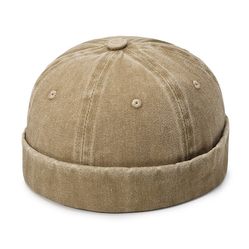 Men's Retro Brimless Hat Skull cap Sailor Cap Beanie Rolled Cuff Adjustable*