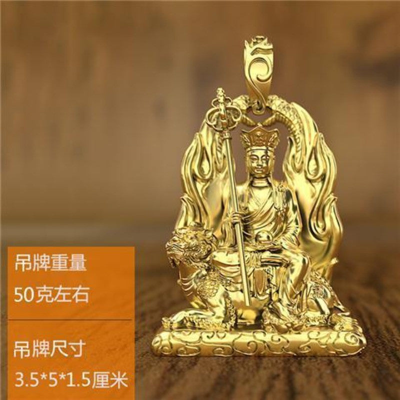 Master Ksitigarbha Bodhisattva Personal Guardian Buddha Pendant Mens Necklace