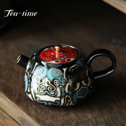 130ml Chinese Gluttonous Gold Silver Ceramic Teapot Creative Small Tea Pot