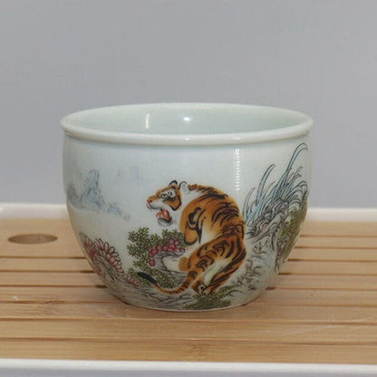 5cm Antique Ceramic Lion Tea Cup Qingming Retro Pinming Tea Master Cup Chinese