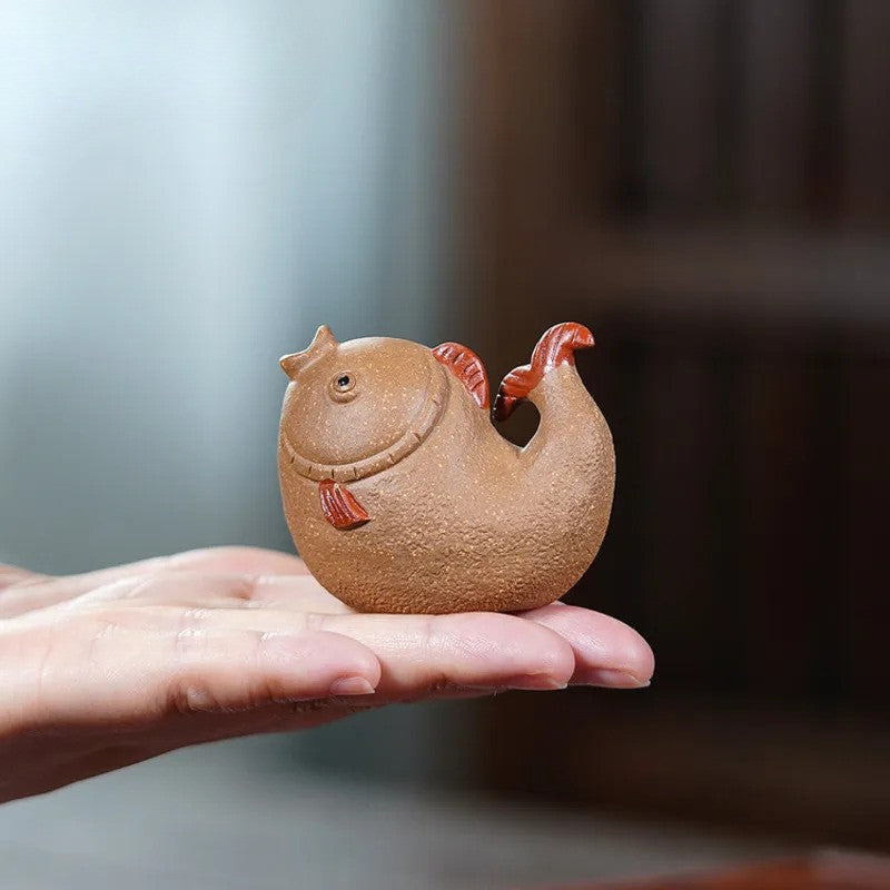 Yixing Purple Clay Wealth Fish Tea Pet Tea Figurine Ornaments Tea Table Crafts