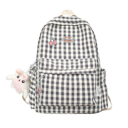 Laptop Bag Nylon College Backpack Cool Traveling Plaid Book Bag 31*15*44 CM Pink
