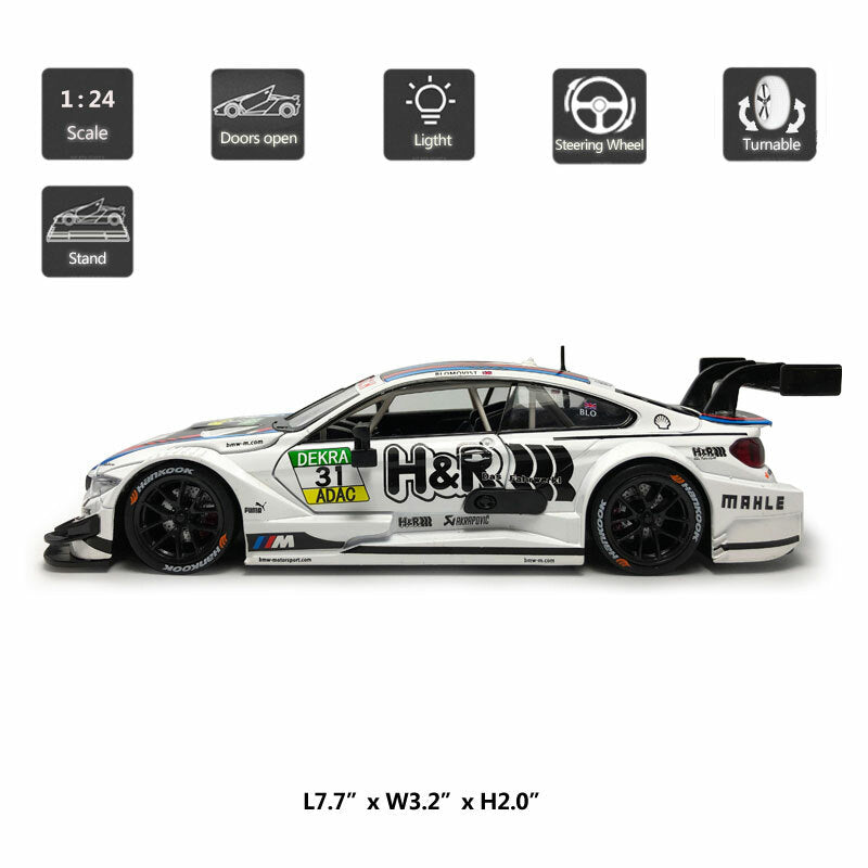 1/24 Scale BMW M4 DTM Diecast Model Car Toy Vehicle Boys Toys for Kids Gifts