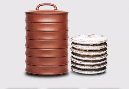 chinese Yixing Handmade Caddy Zisha Canister Pu'er tea cake storage with lid Jar