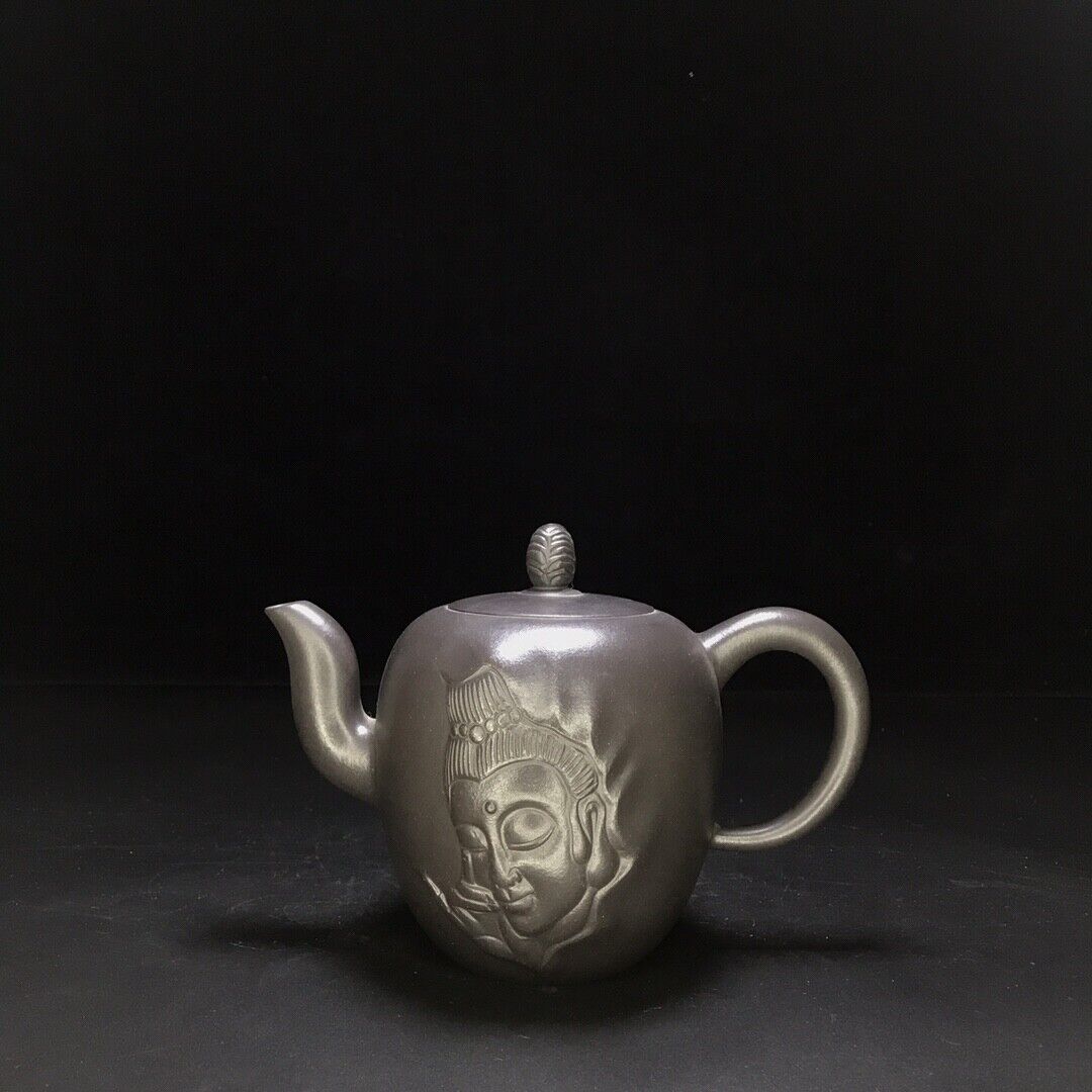 vintage chinese yixing purple clay teapot zisha ceremony carving Collectible art