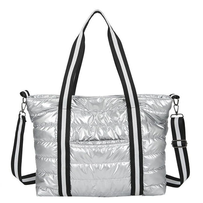 Large Shoulder Bags Waterproof Nylon Purses Cotton Feather Down Bag 36*13*27 CM