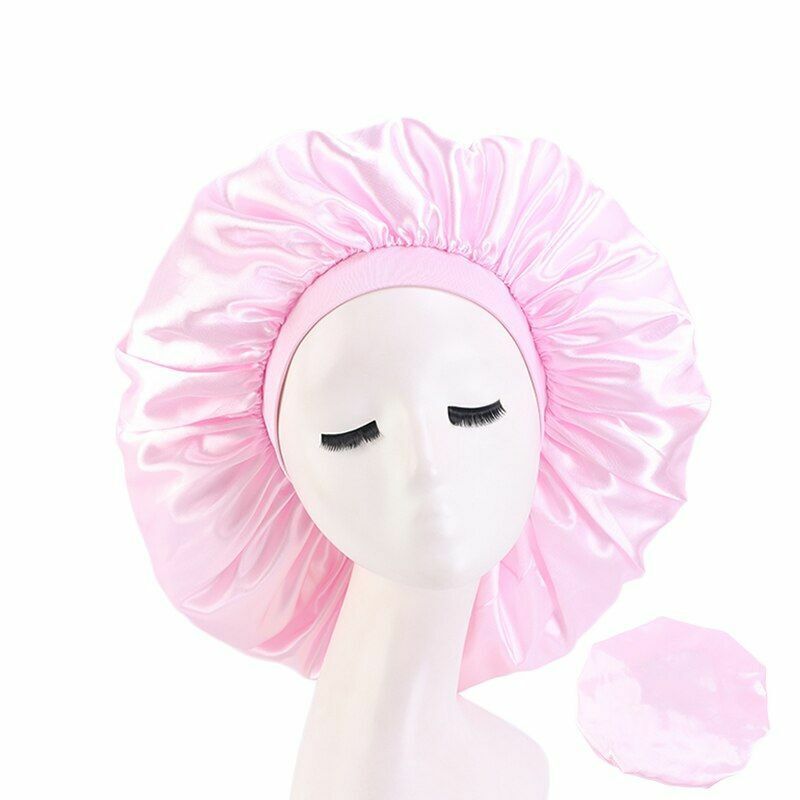 Sleep Night Cap Big Size Beauty Satin Silky Bonnet Head Cover Hat Curly Springy