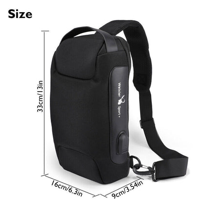 Anti-Theft Sport Sling Shoulder Bag USB-Charging Crossbody Bags Chest Daypack