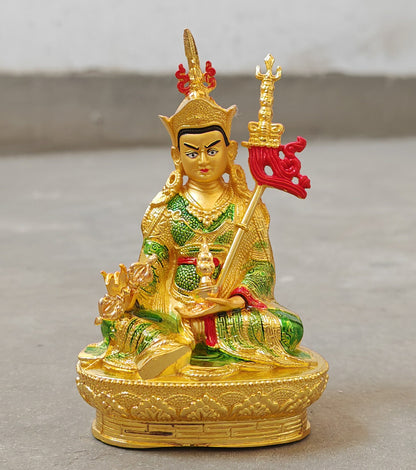 Handpainted Buddhism Padmasambhava Meditation Buddha Wealth Luck Divinity Statue