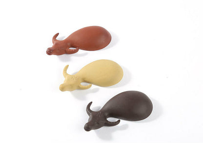 Small Buffalo Yixing Zisha Purple Clay Tea Pet House Table Decoration Tea Play