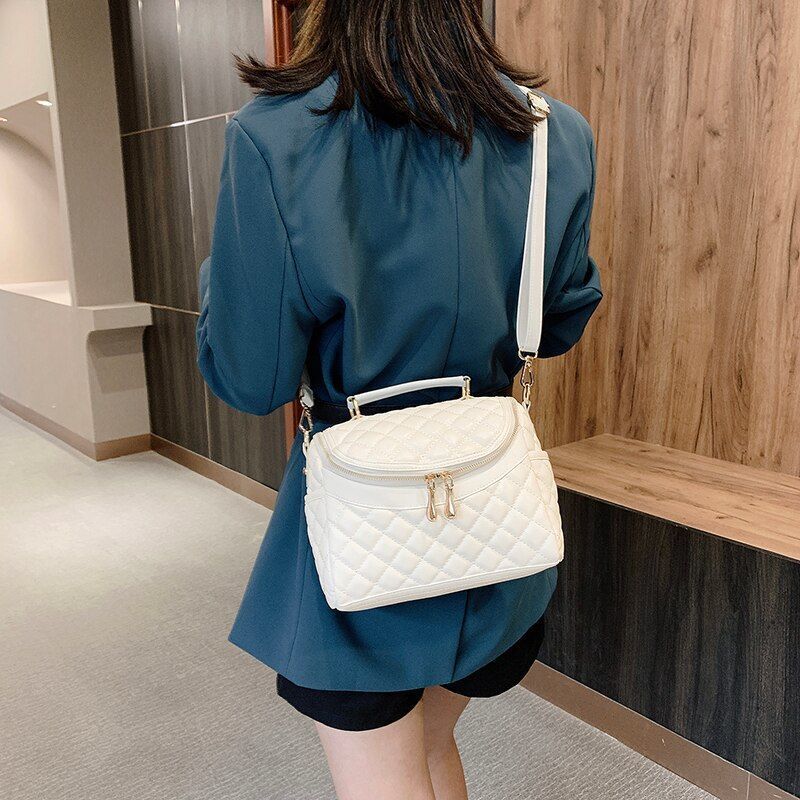 Fashion Crossbody Bags Women Soft Leather Handbag Casual Bucket Bag Purse Zipper