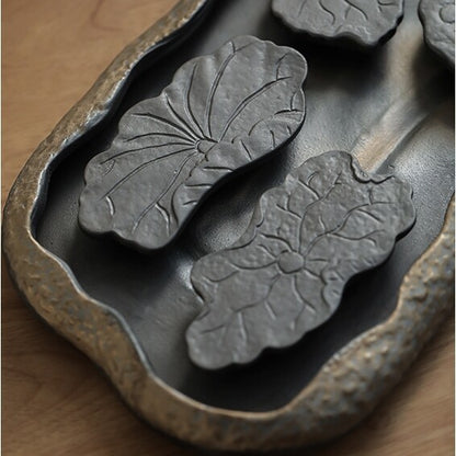 Crude Pottery Tea Tray Water Reservoir Draining Serving Tray Antique Style China